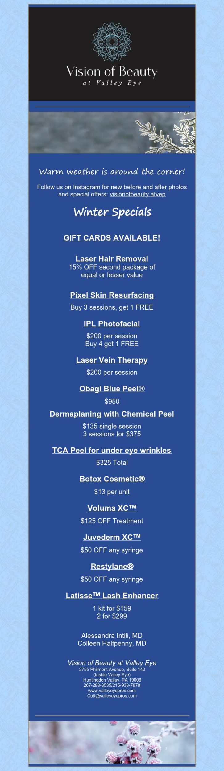 Winter 2023 Cosmetic Specials
