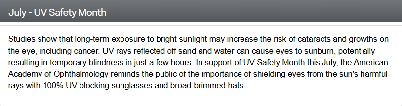 July - UV Safety Month